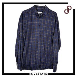 Miller Westby Men's Plaid Flannel‎ Button Down Shirt Blue Black Size Large